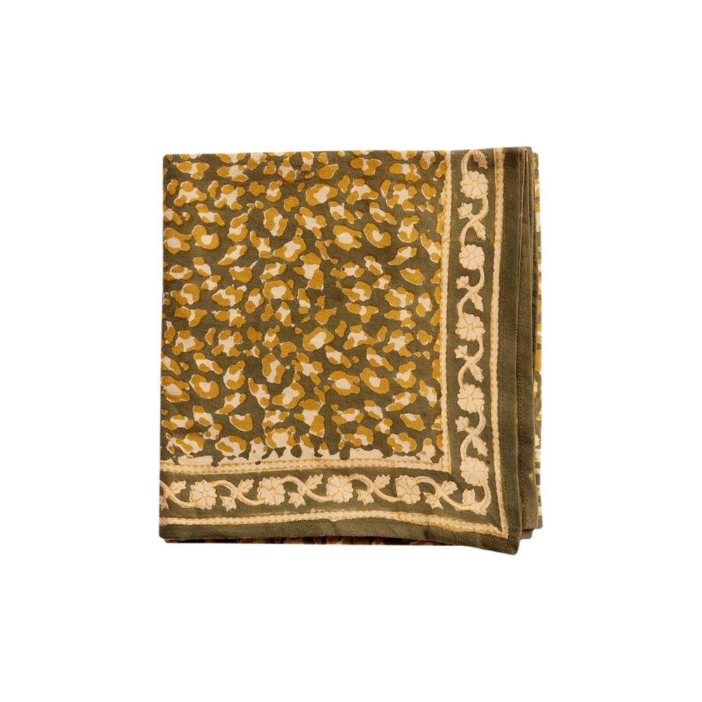 Bonheur du Jour, Grand Foulard Indien - Léopard Kaki