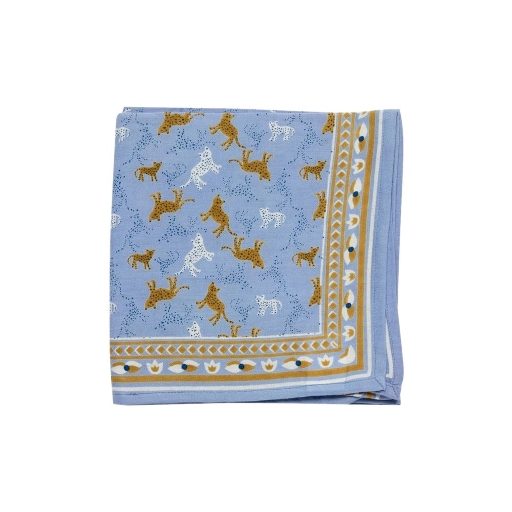 Bonheur du Jour, Grand Foulard Indien - Leopold bleu