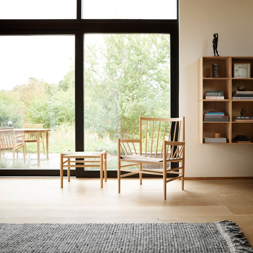 FDB Mobler, Chaise lounge en chene et tissage - J82