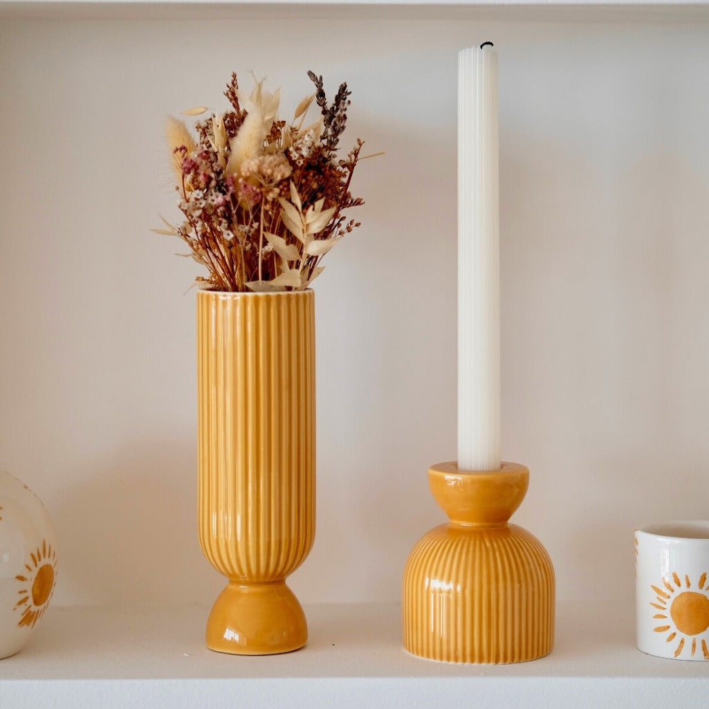 Oustao bougeoir en ceramique Lus Jaune