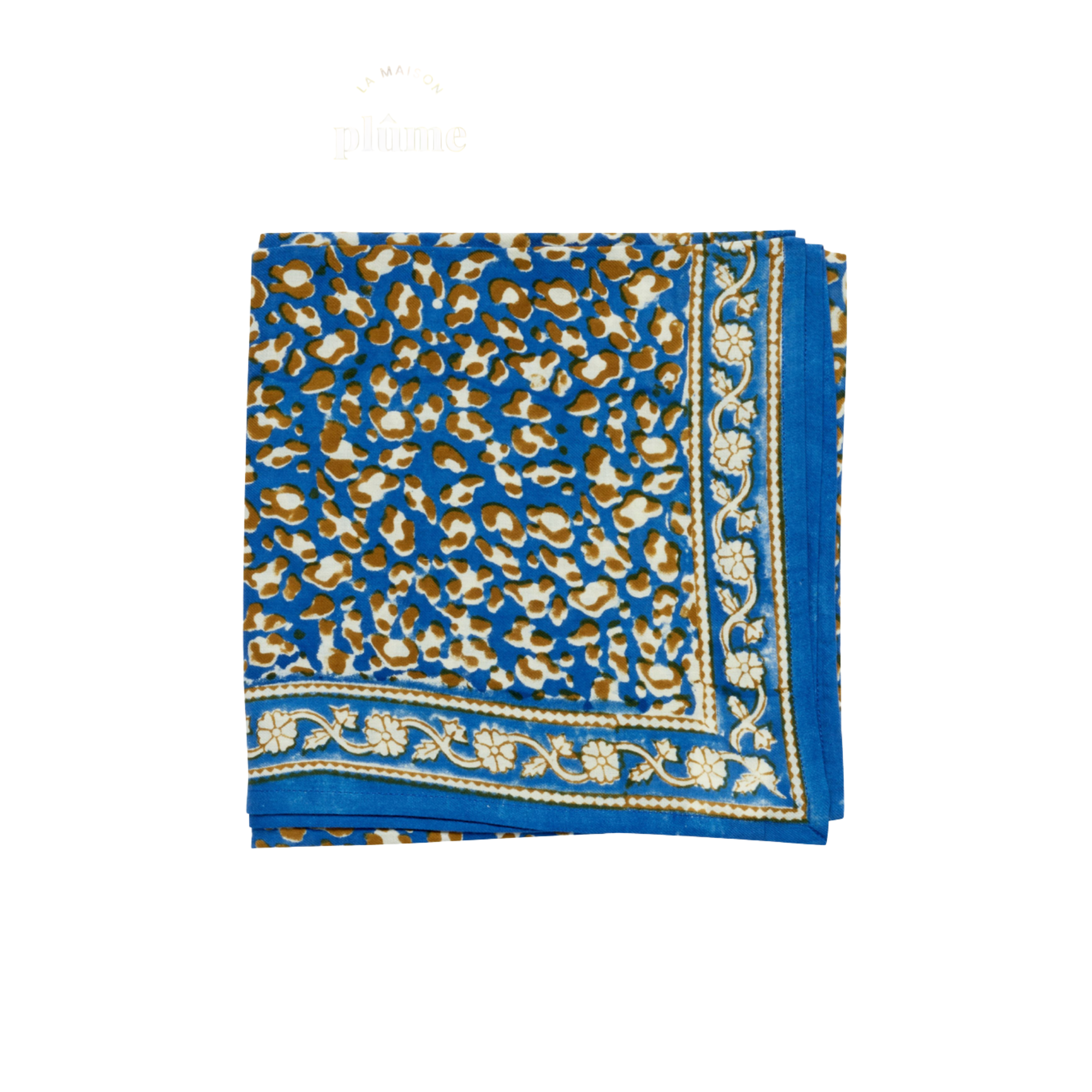 Grand Foulard Indien Bonheur du jour - Léopard Bleu