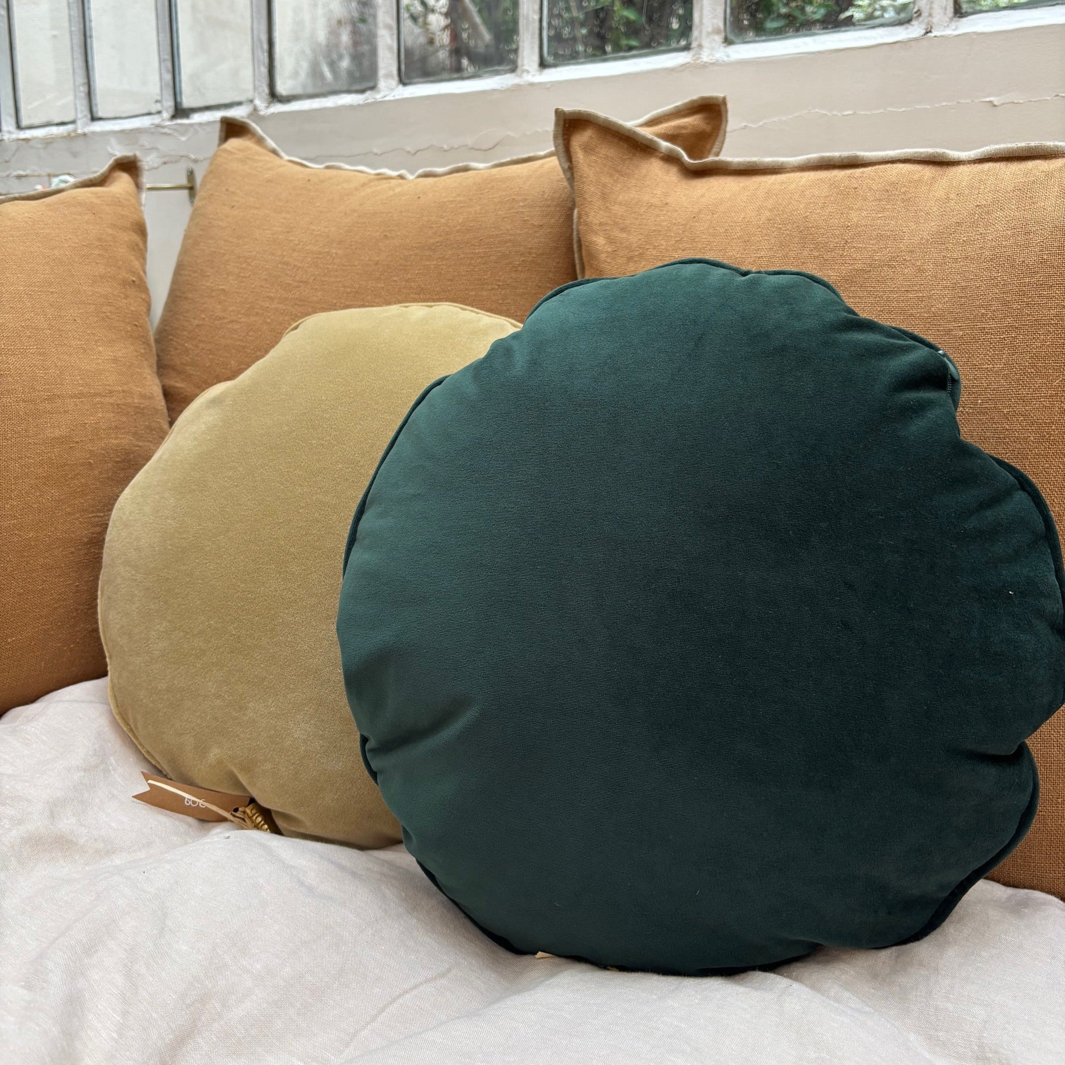 Coussin rond Ø 45 cm - 366 Concept - Shine Velvet Emerald