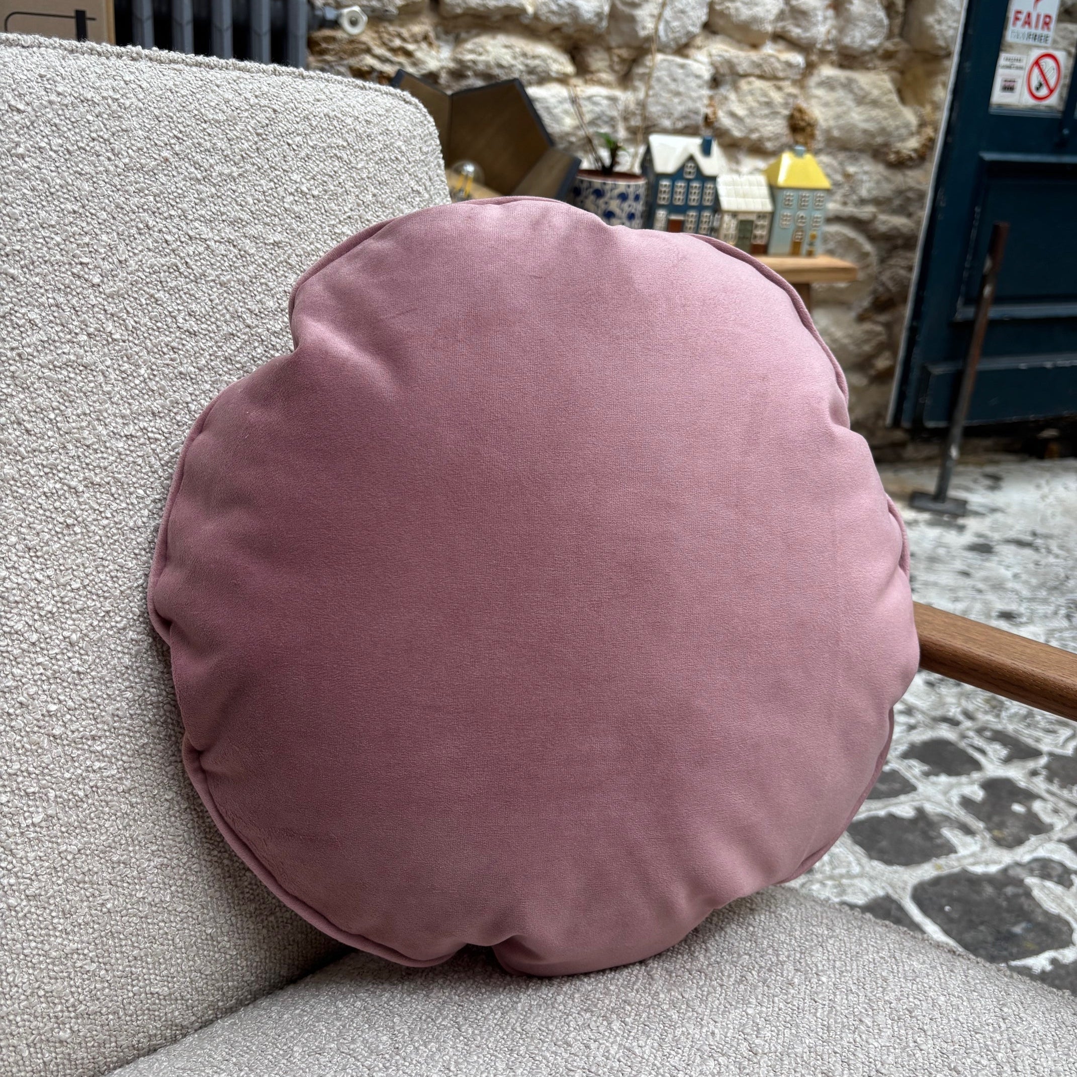 Coussin rond Ø 45 cm - 366 Concept - Shine Velvet Mauve