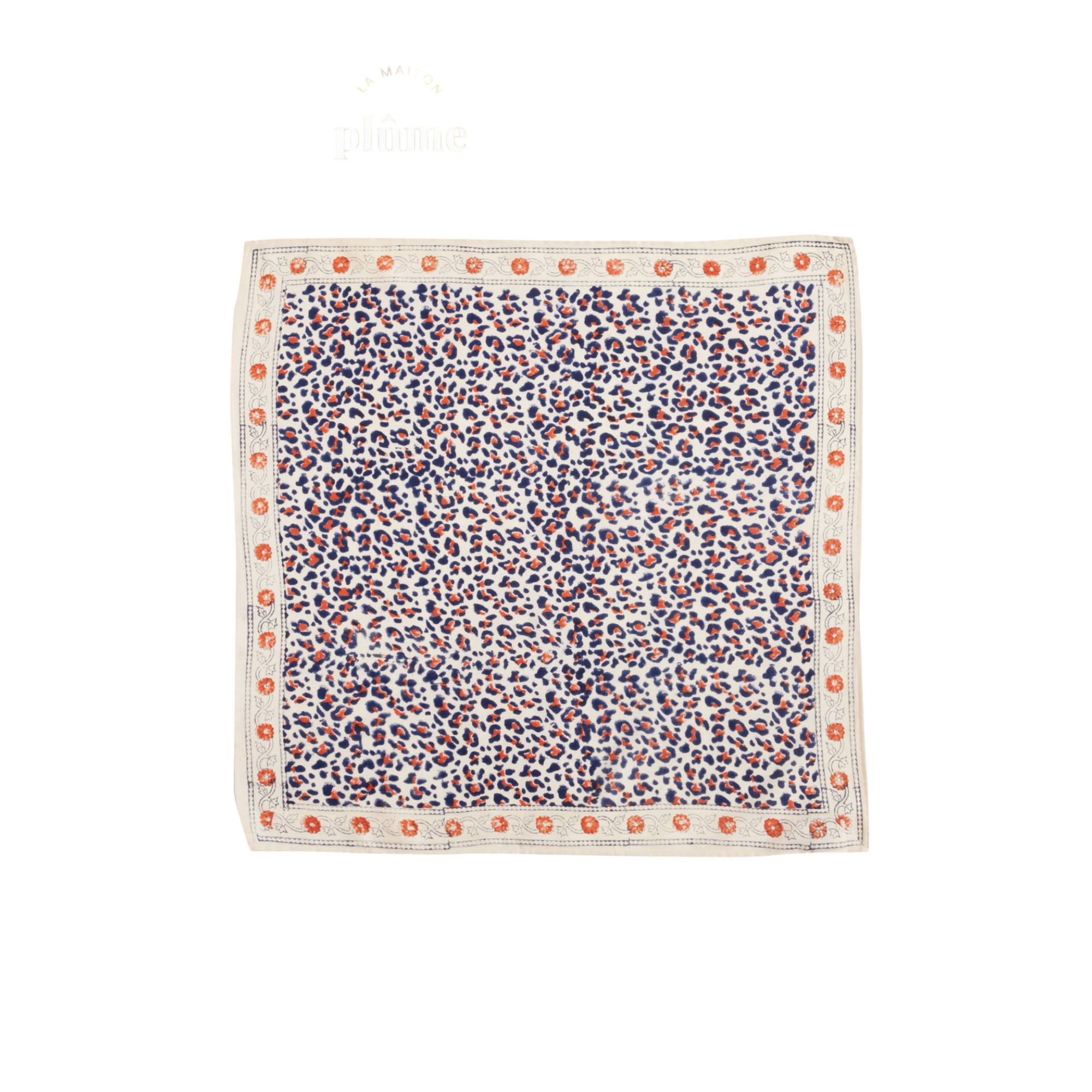 Bonheur du jour, Petit Foulard - Léopard Beige Marine