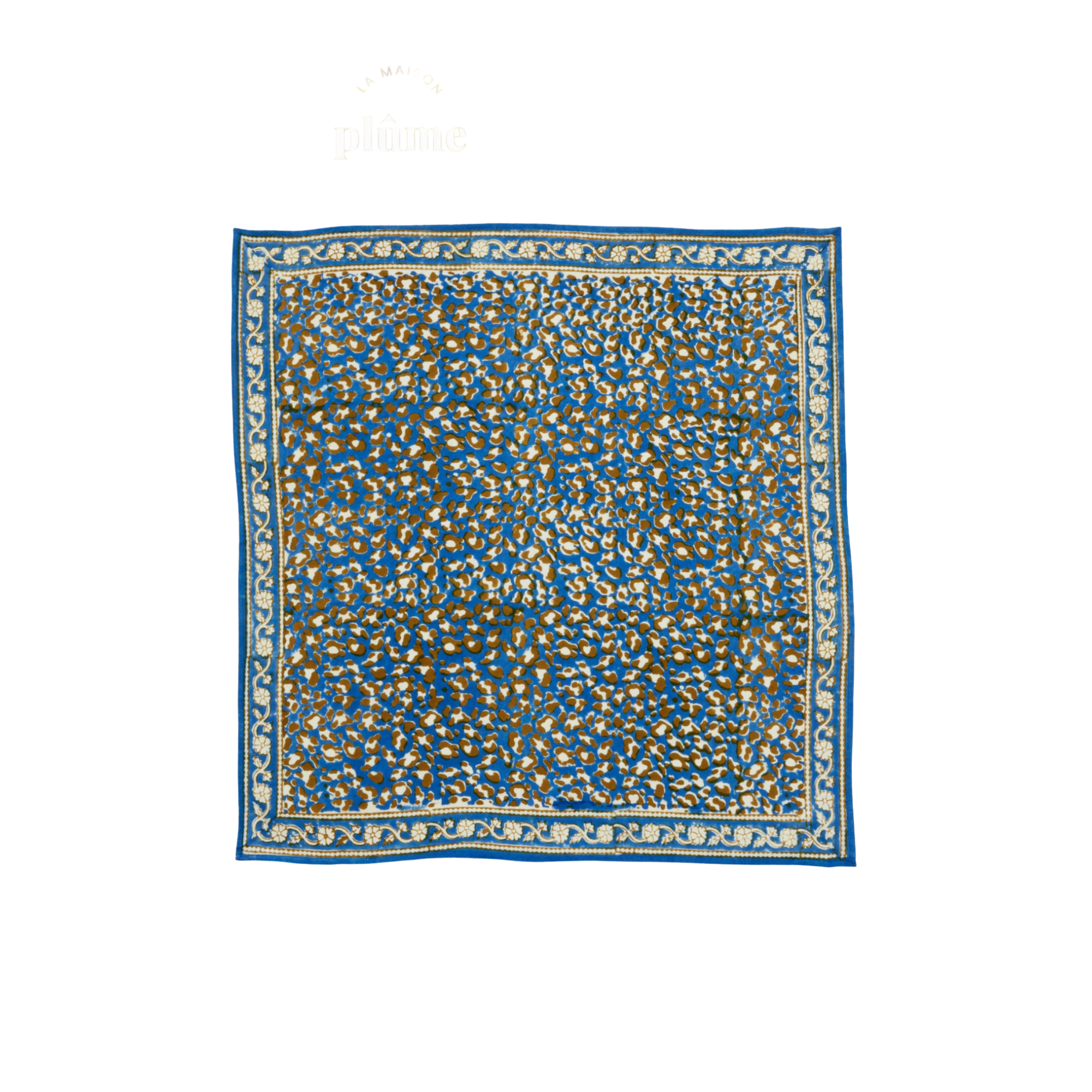 Grand Foulard Indien Bonheur du jour - Léopard Bleu