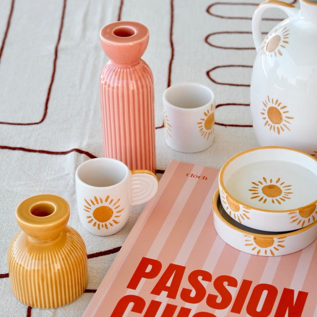 Oustao, Bougeoir en céramique - Lus Jaune