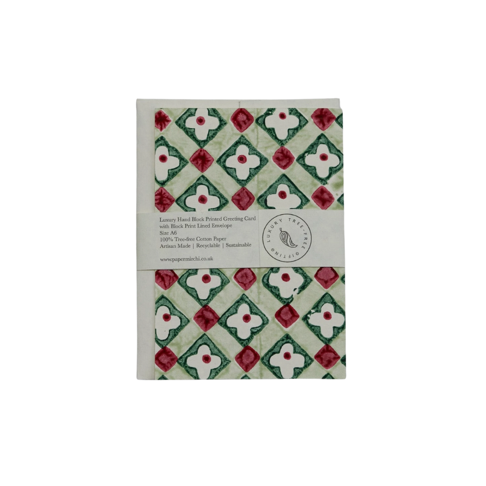 Paper Mirchi, Carte - Carreaux floraux sauge
