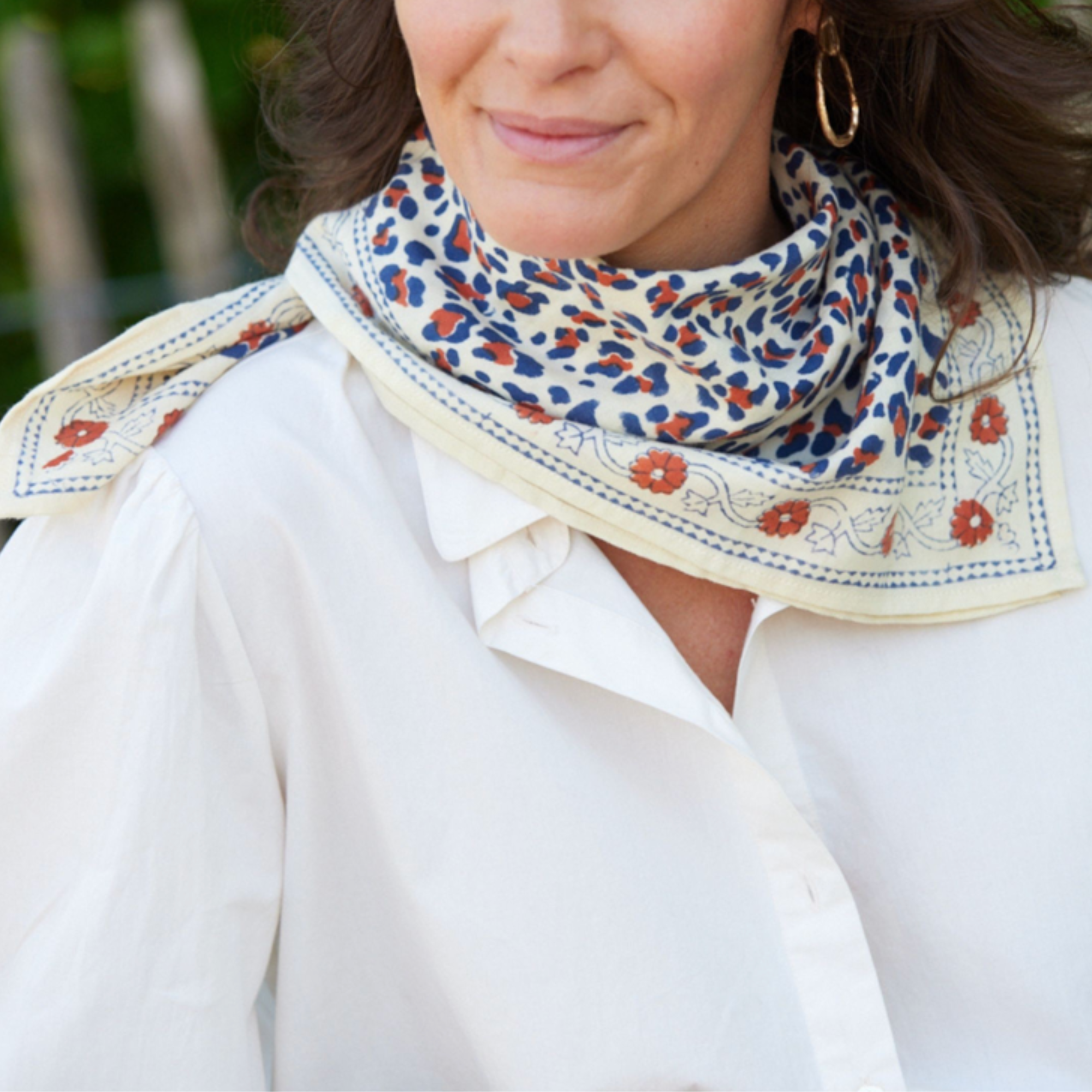 Bonheur du jour, Petit Foulard - Léopard Beige Marine