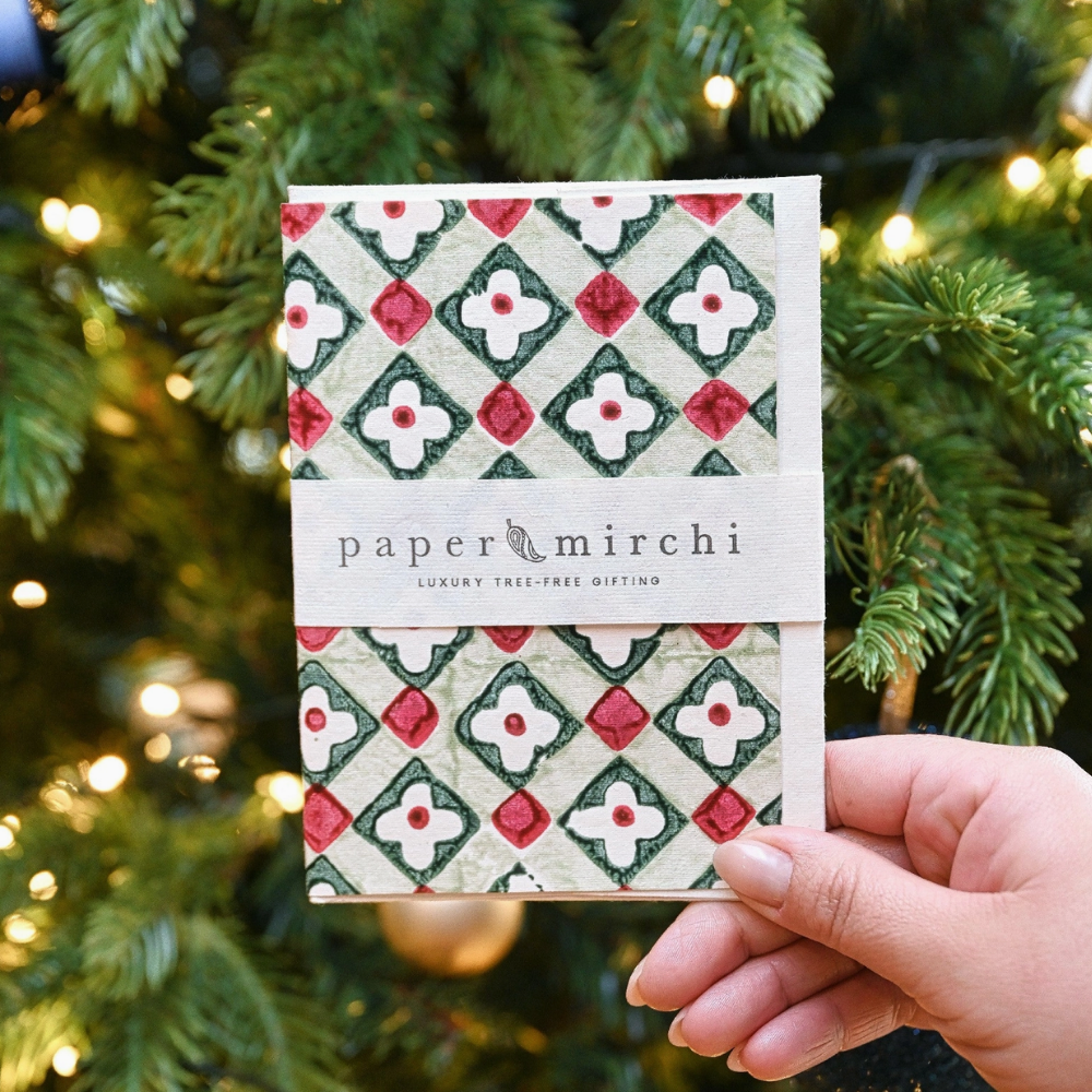 Paper Mirchi, Carte - Carreaux floraux sauge