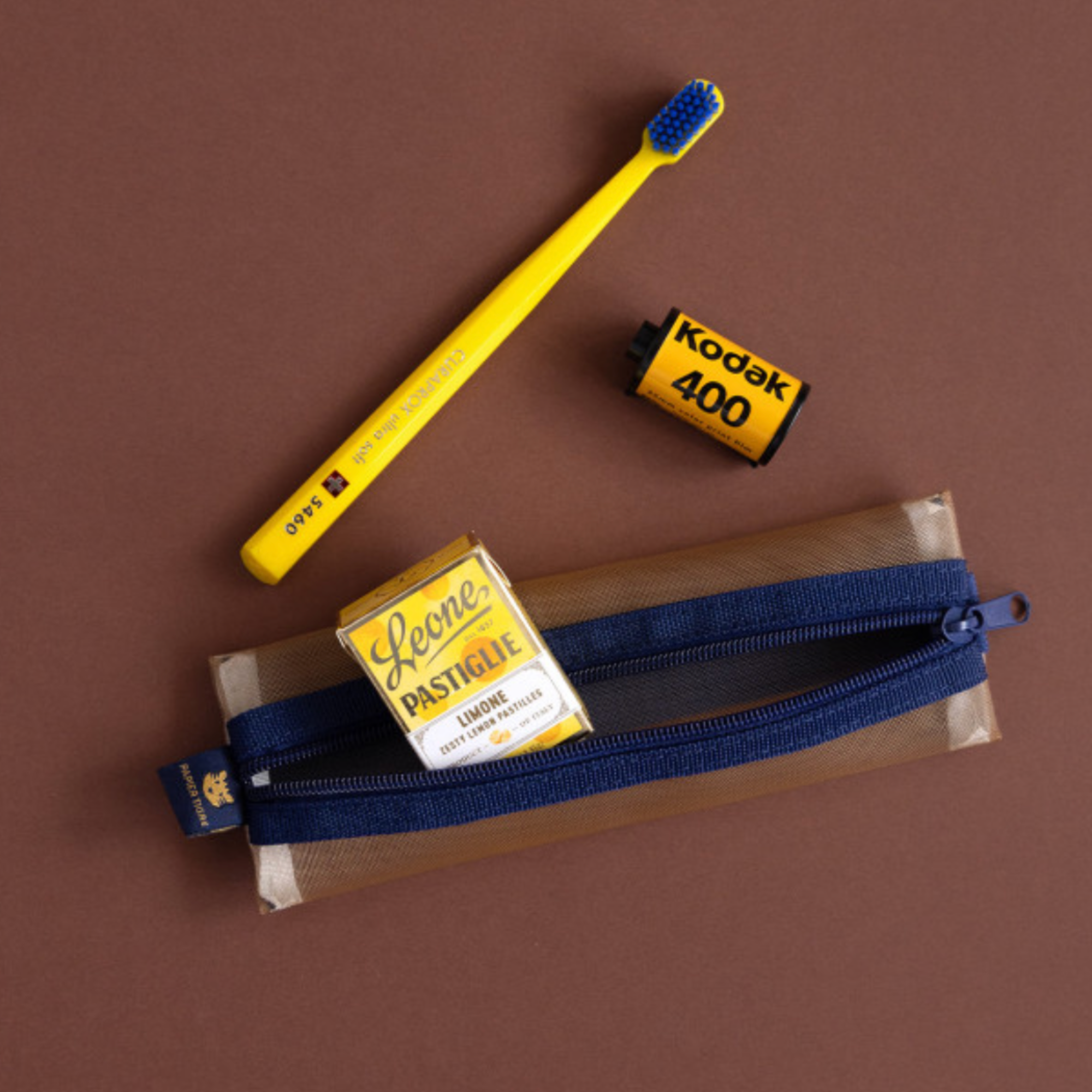 Papier Tigre, Trousse Kito - Bleu & Camel
