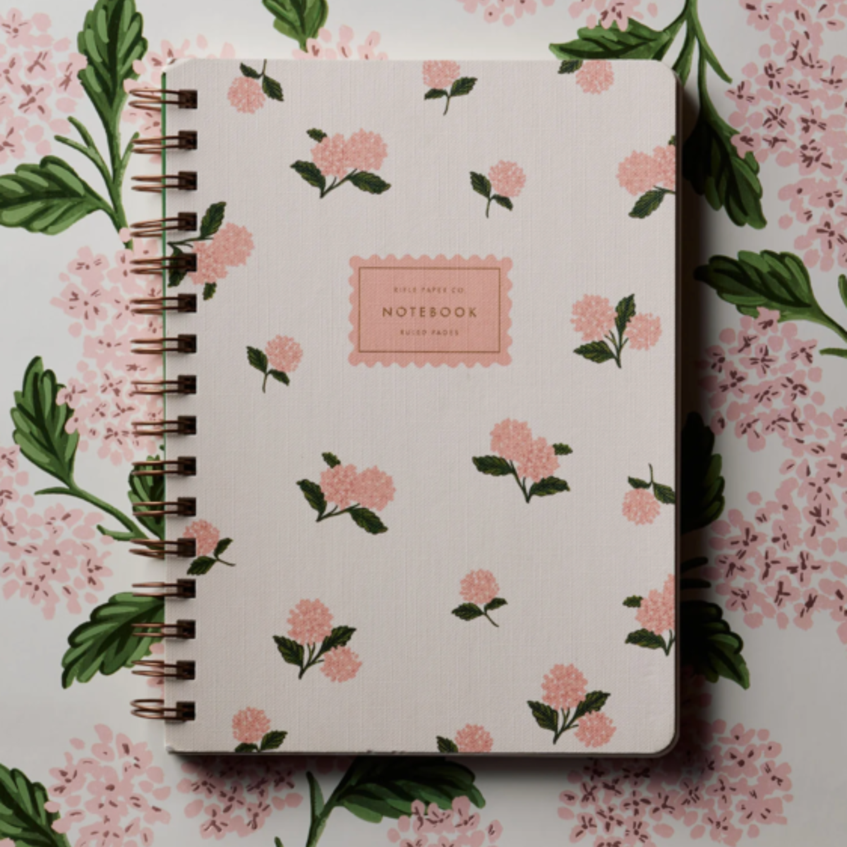 Rifle Paper Co, Carnet à spirale - Hortensia rose