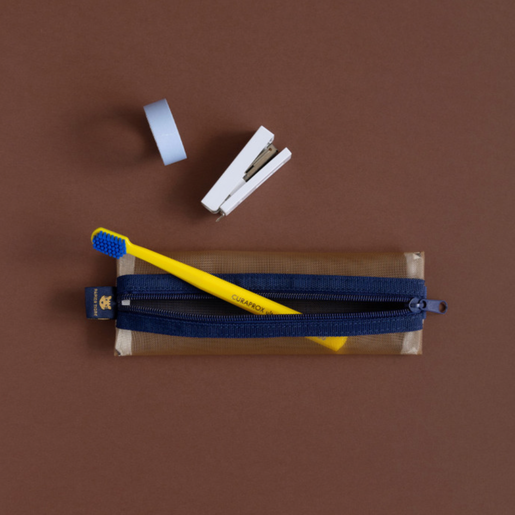 Papier Tigre, Trousse Kito - Bleu & Camel