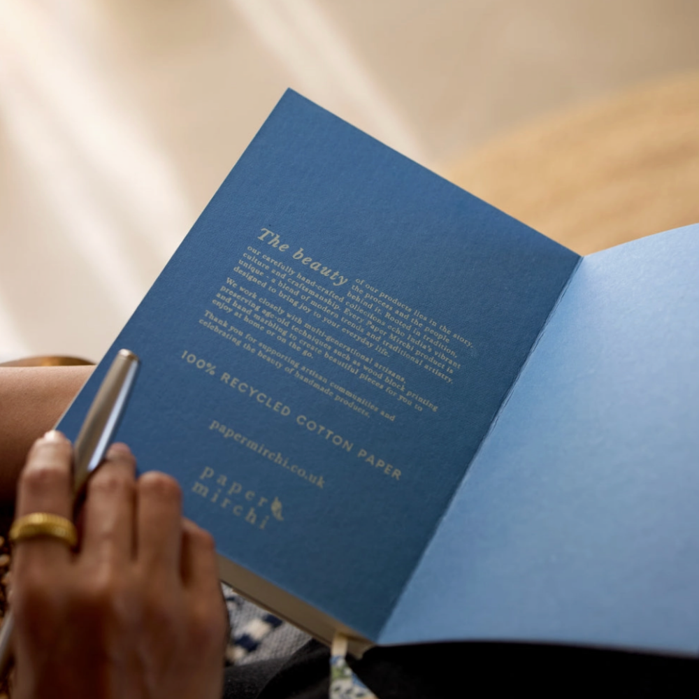 Paper Mirchi, Carnet de notes - Treillis Indigo