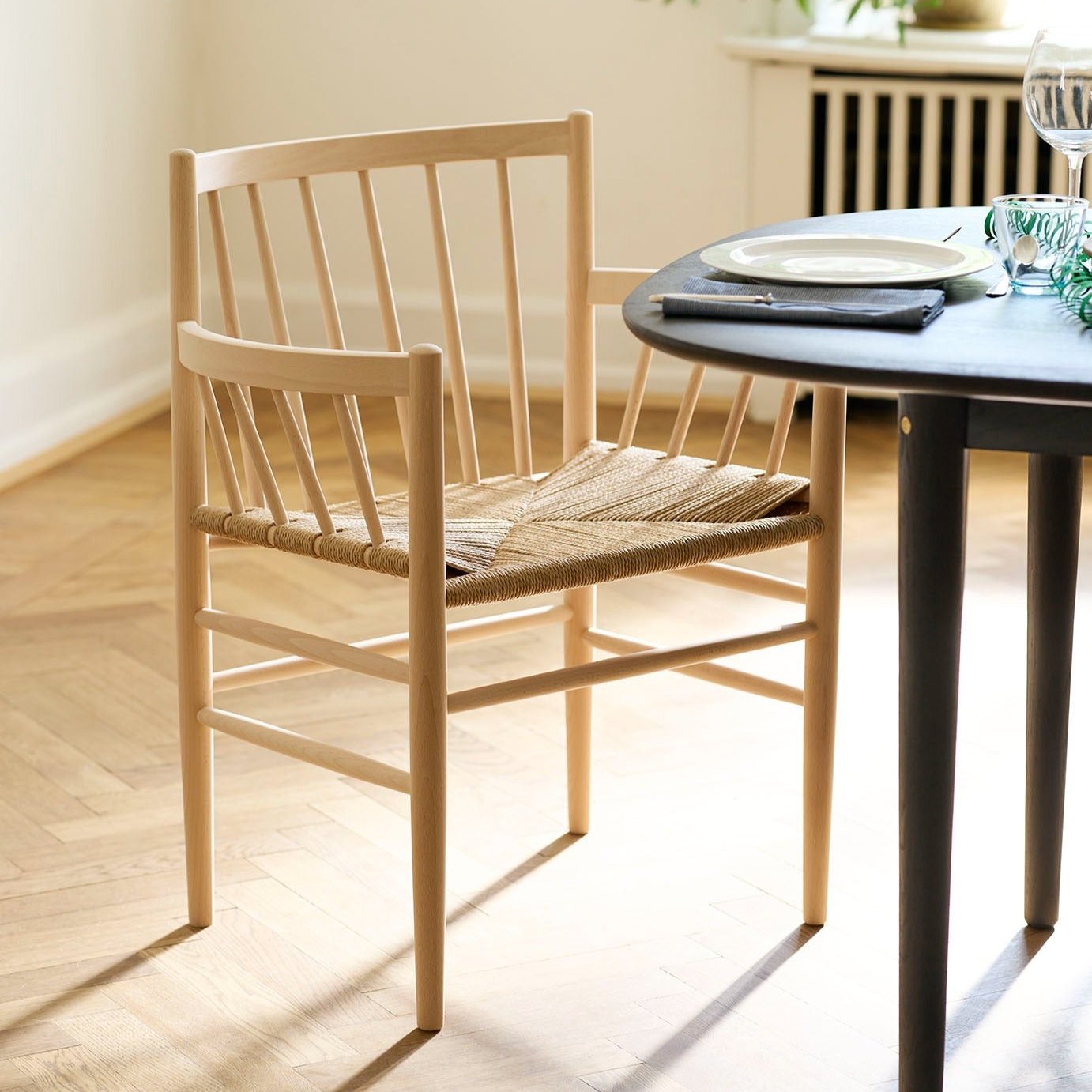 FDB Møbler, Chaise en bois et tissage - J81