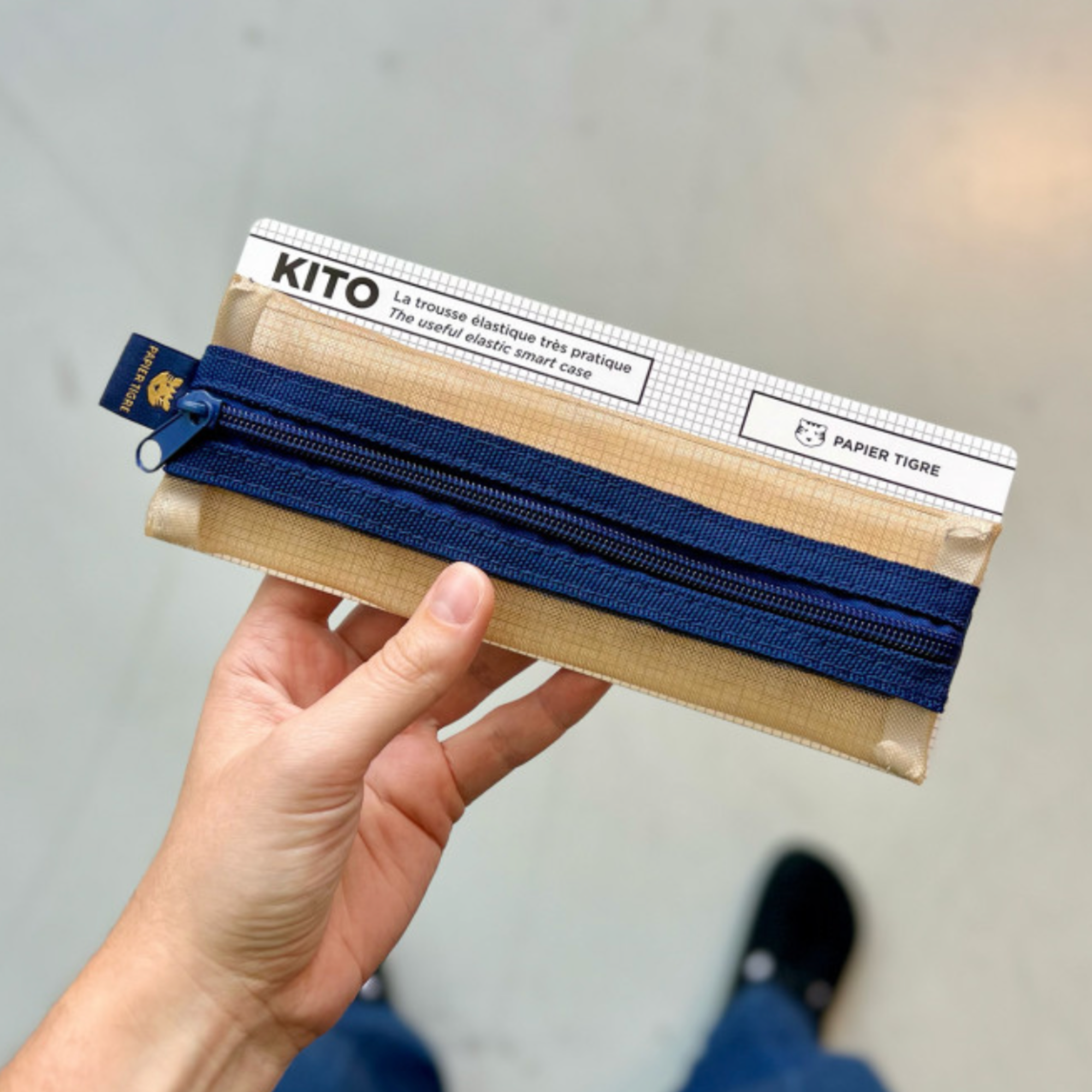 Papier Tigre, Trousse Kito - Bleu & Camel