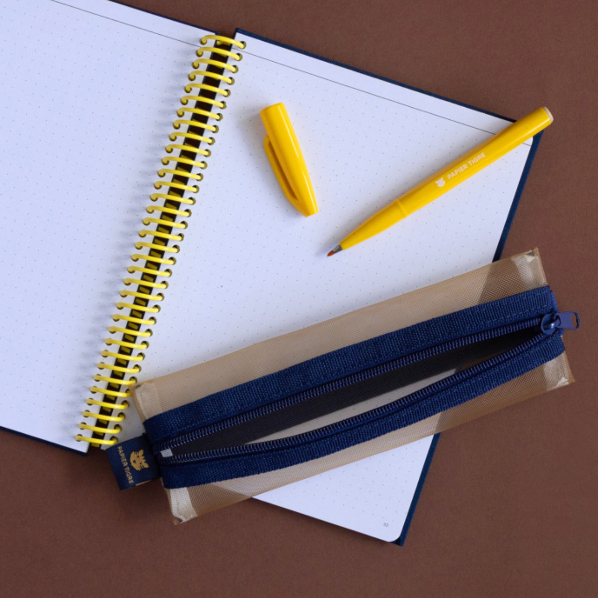 Papier Tigre, Trousse Kito - Bleu & Camel