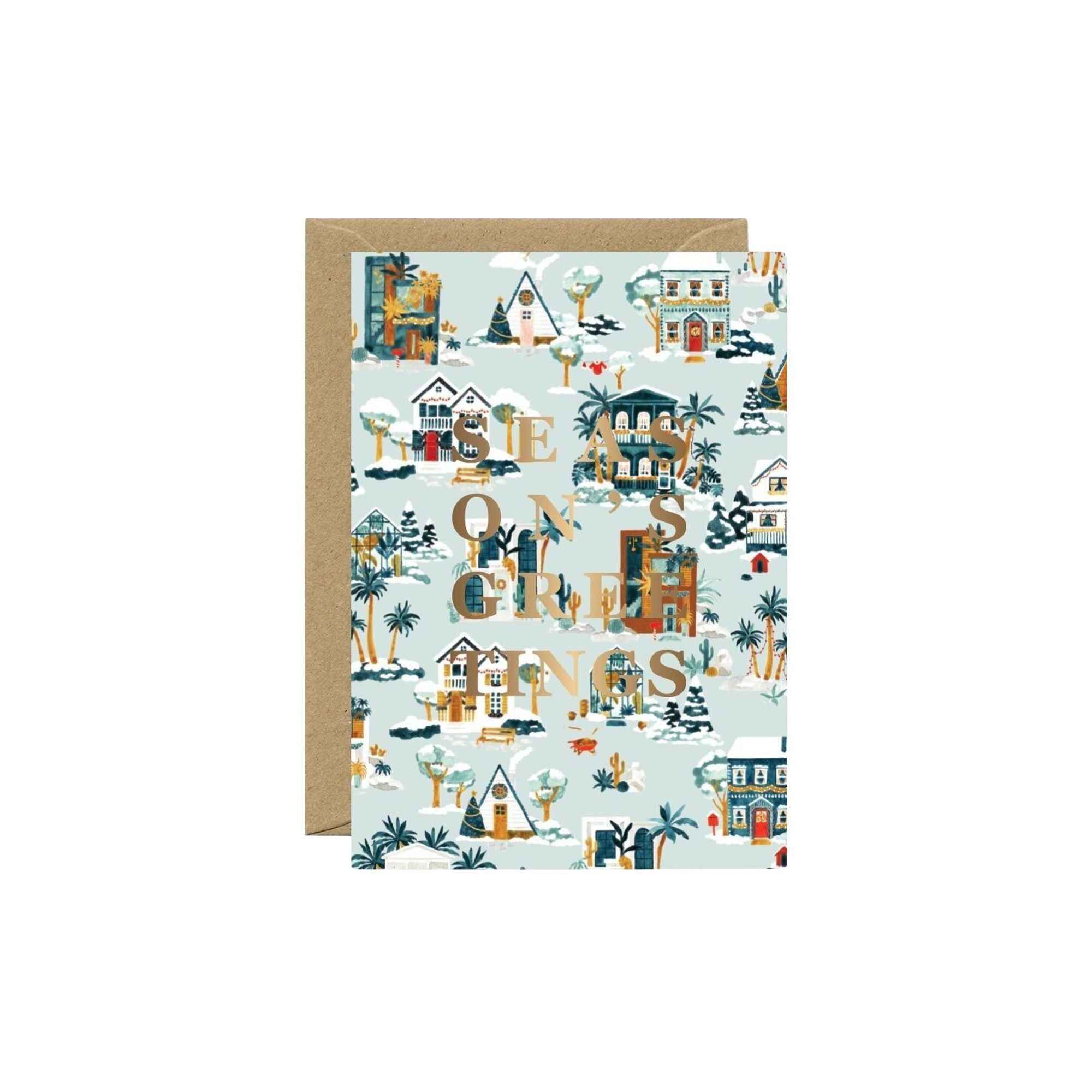 All The Ways To Say, Carte - Gold Snowy House Greetings