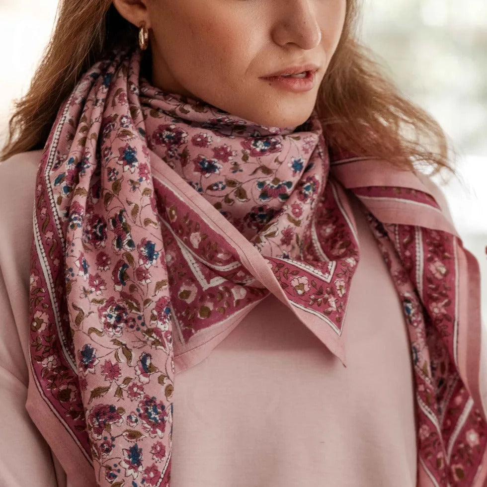 Bindi Atelier, Grand Foulard Indien - Edel Blush