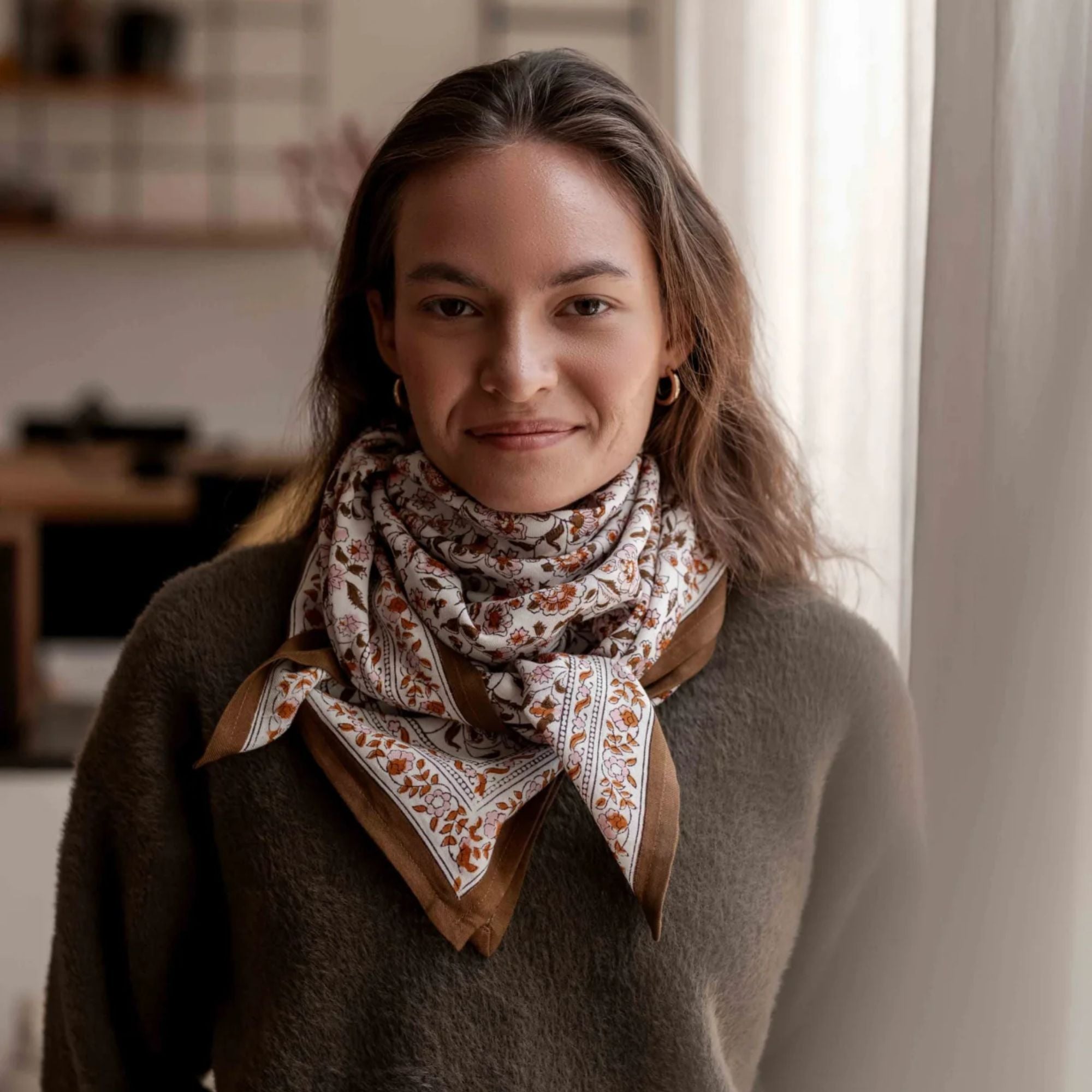 Bindi Atelier, Grand Foulard Indien - Edel Ambre