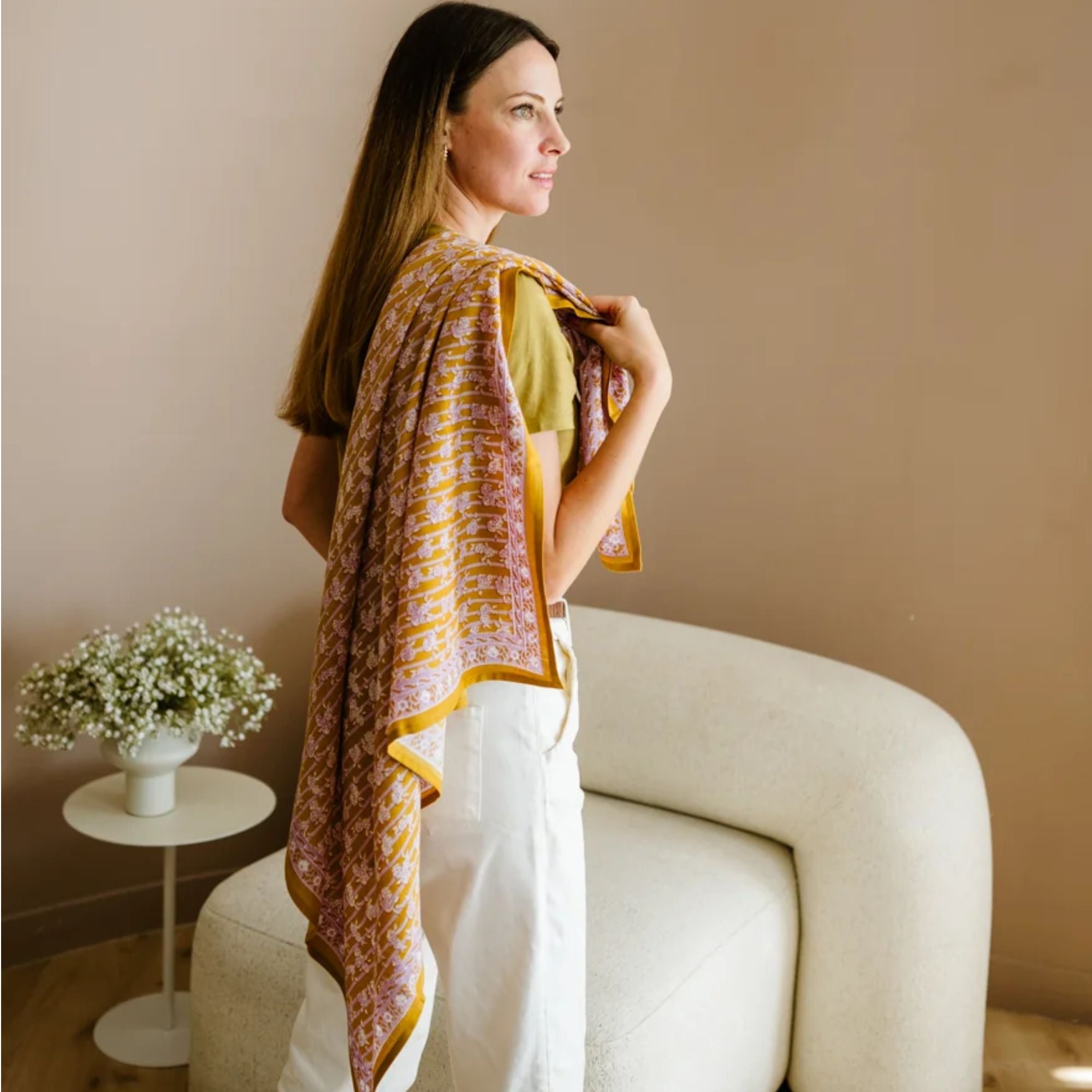 Bindi Atelier, Grand Foulard Indien - Mona Khaki