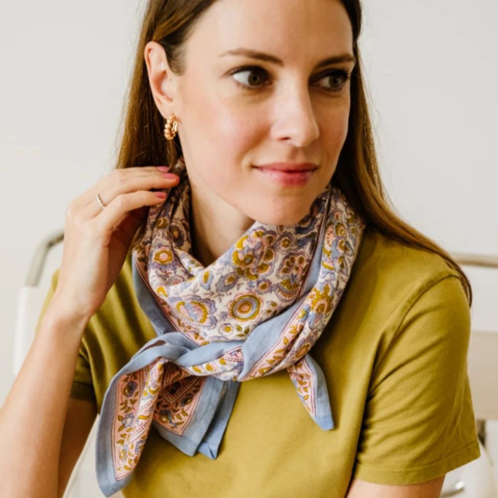 Bindi Atelier, Grand Foulard Indien - Garda Bleuet