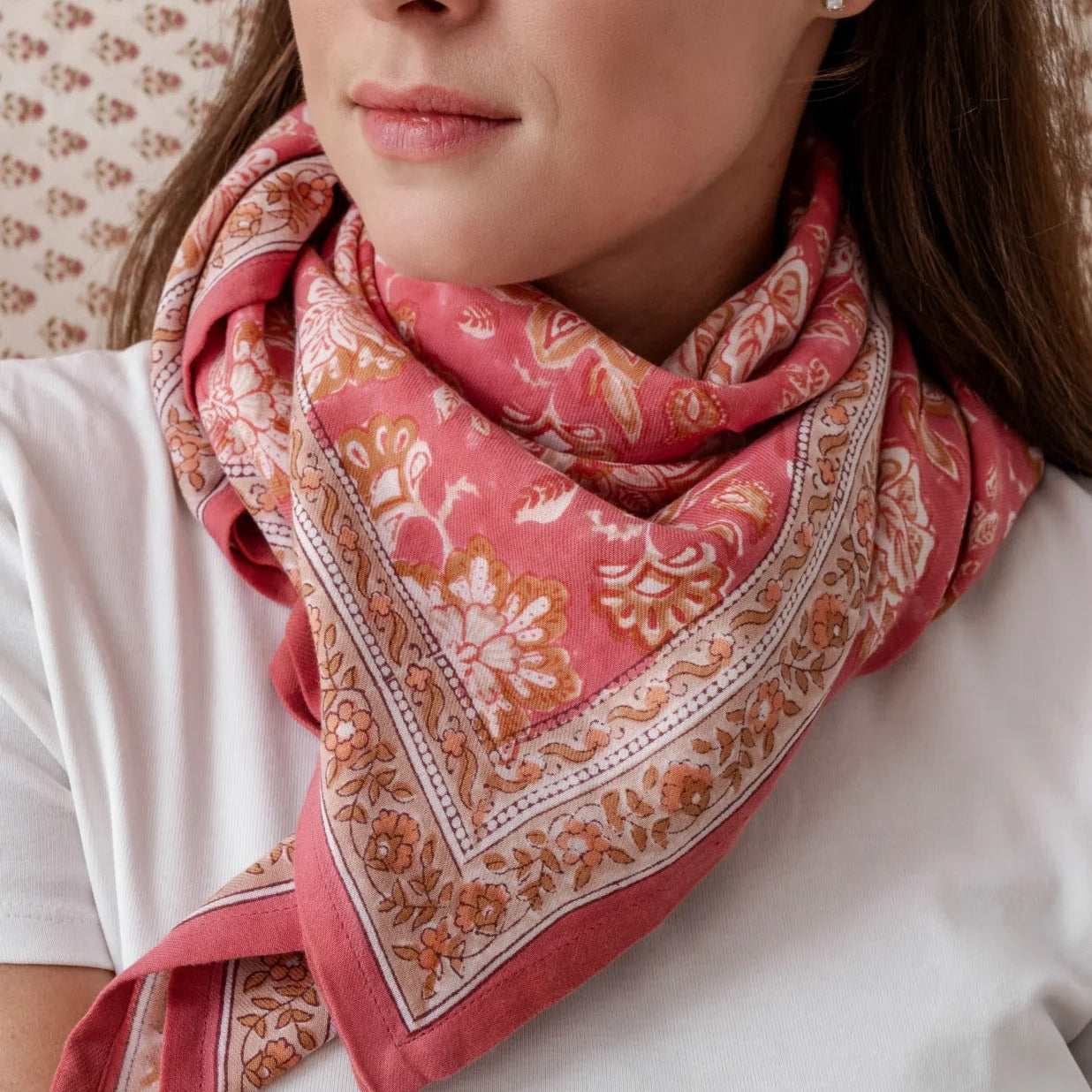 Bindi Atelier, Grand Foulard Indien - Matira Rosa