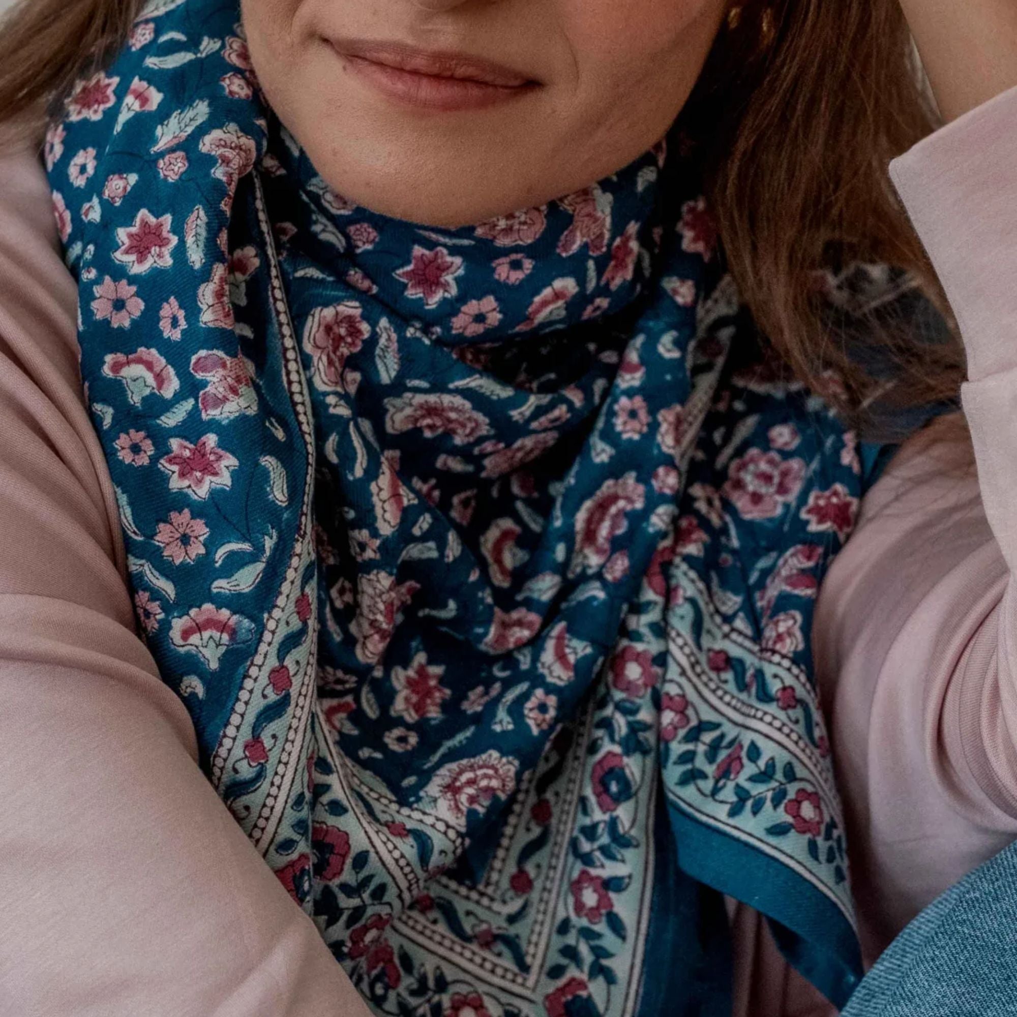 Bindi Atelier, Grand Foulard Indien - Edel Aqua