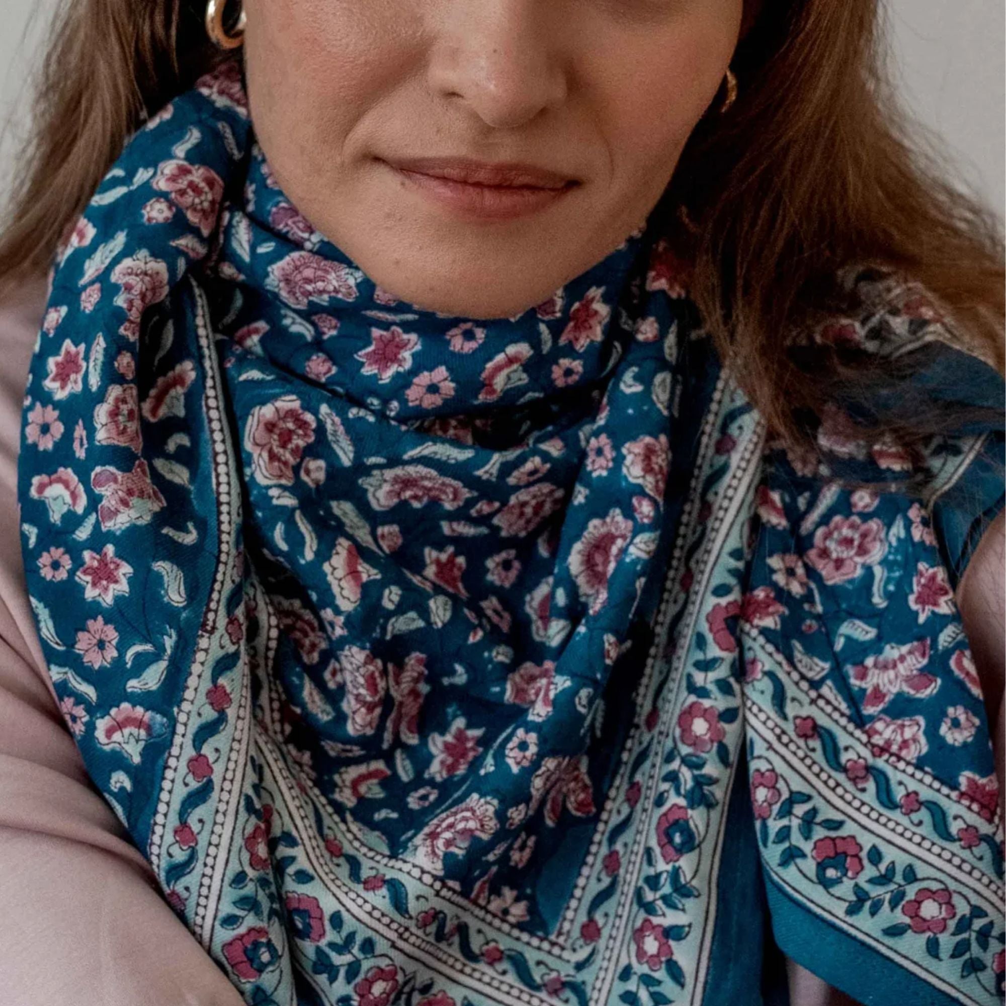 Bindi Atelier, Grand Foulard Indien - Edel Aqua