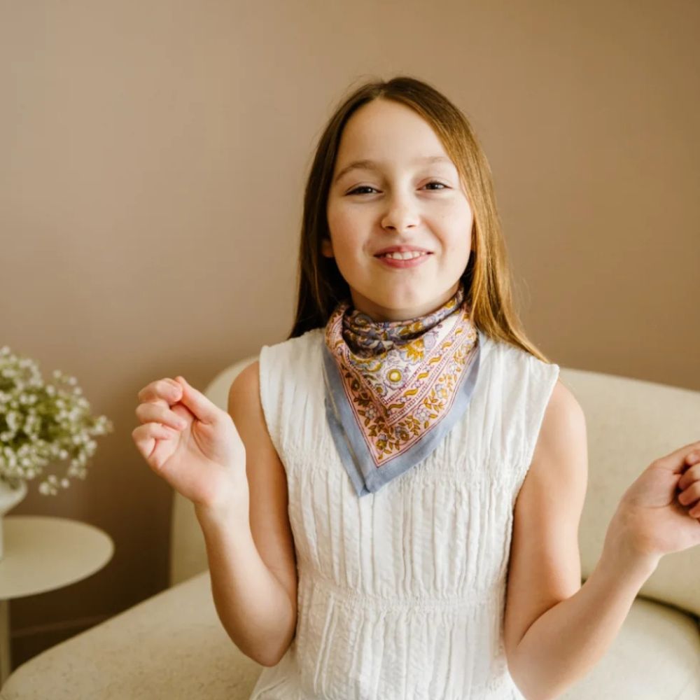 Bindi Atelier, Petit Foulard Indien - Garda Bleuet