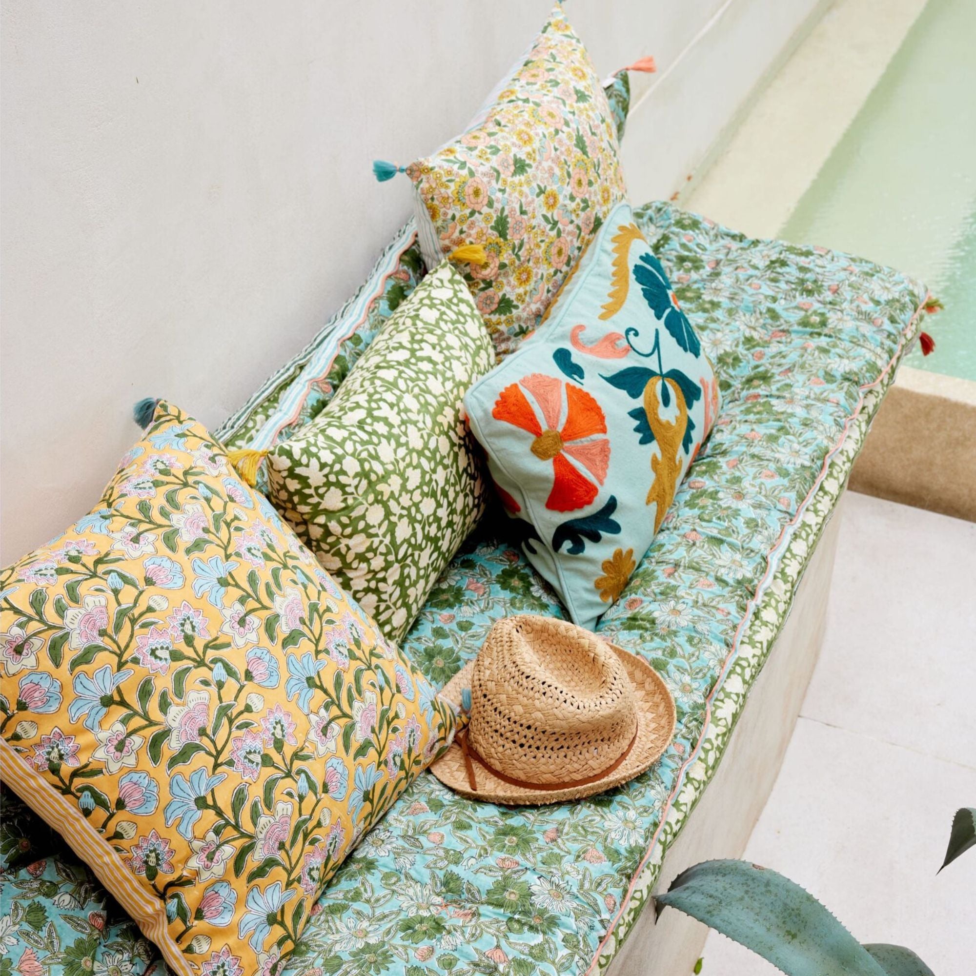 Bonheur du jour, Housse de coussin 50x35 - Jaya Vert