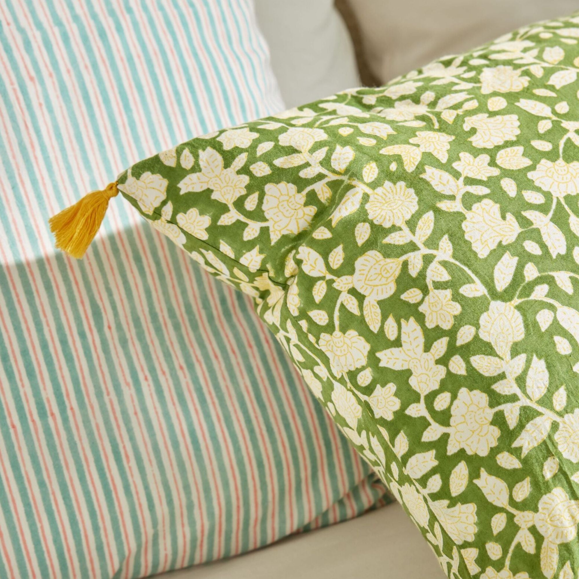 Bonheur du jour, Housse de coussin 50x35 - Jaya Vert