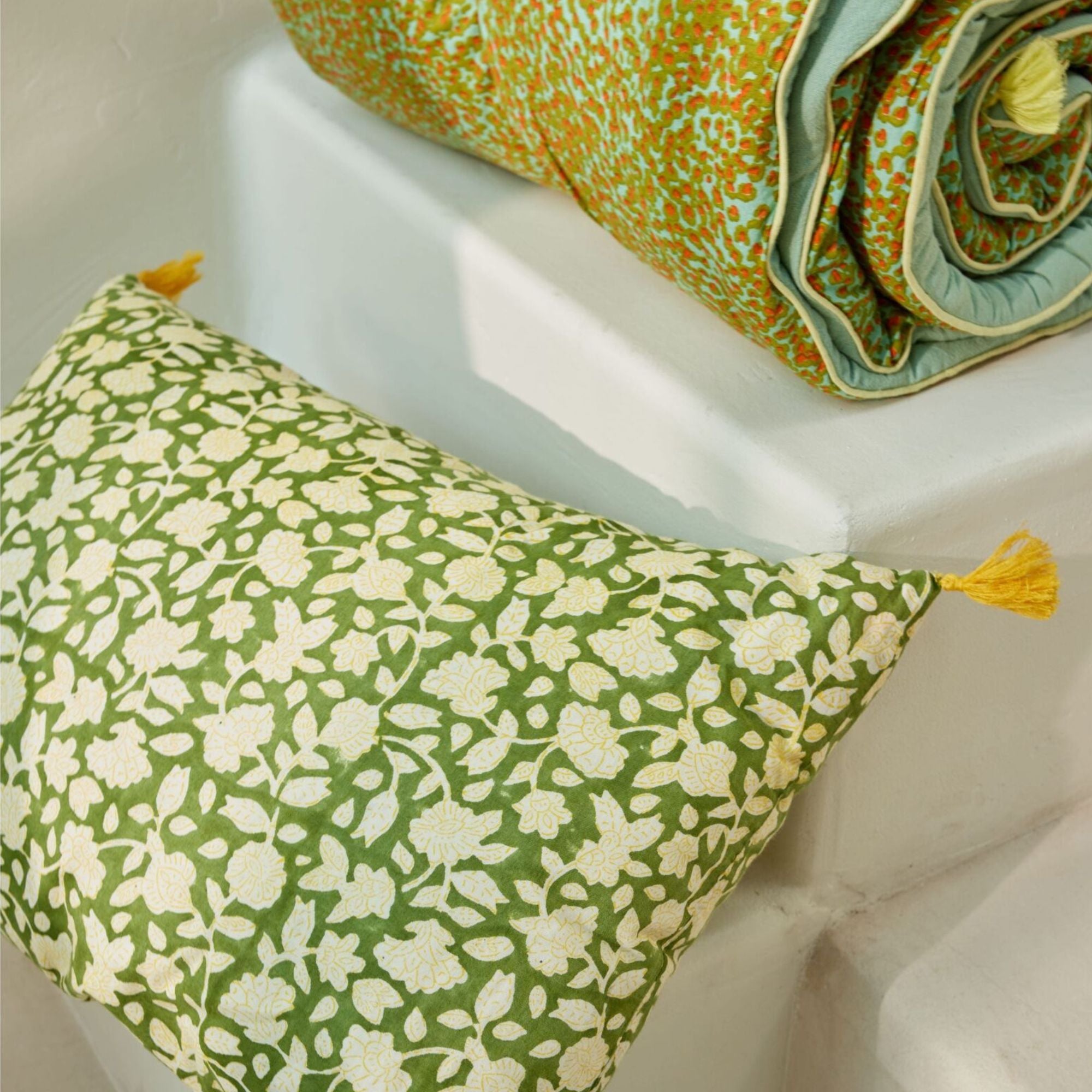 Bonheur du jour, Housse de coussin 50x35 - Jaya Vert