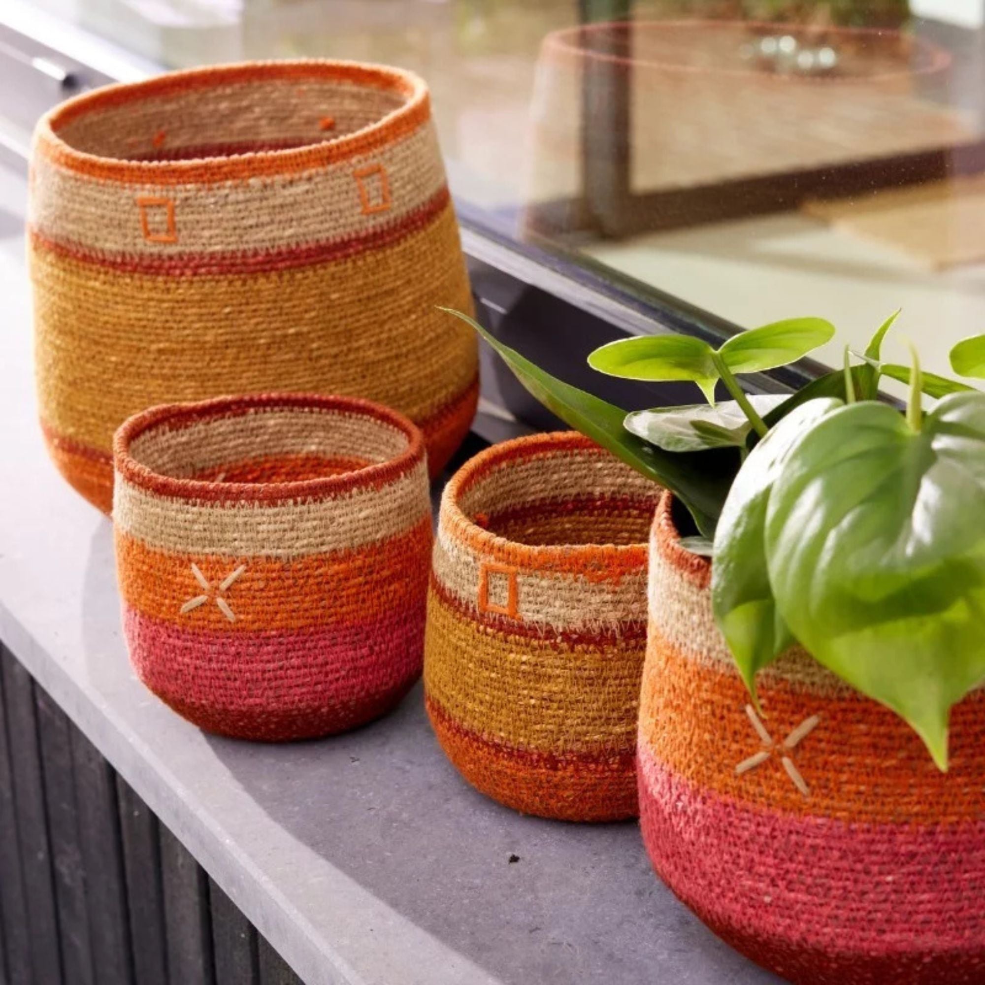 Bonheur du jour, Petit panier jonc de mer - Orange