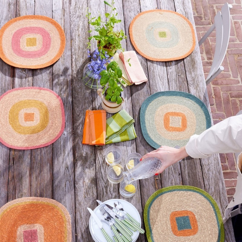 Bonheur du jour, Set de table en jonc de mer - Mada Orange Corail
