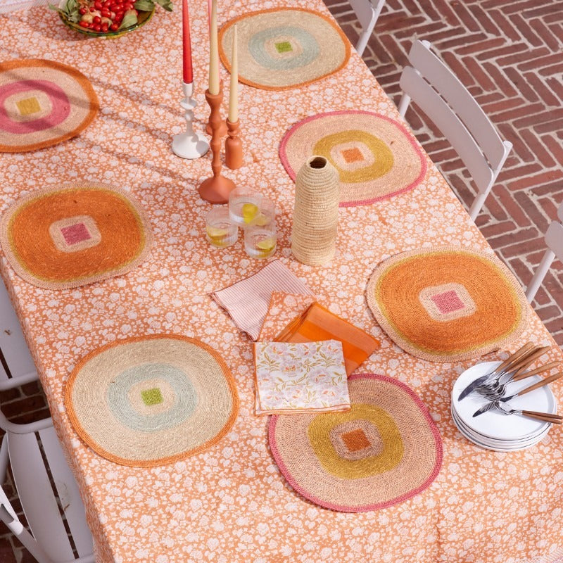 Bonheur du jour, Set de table en jonc de mer - Mada Orange Corail