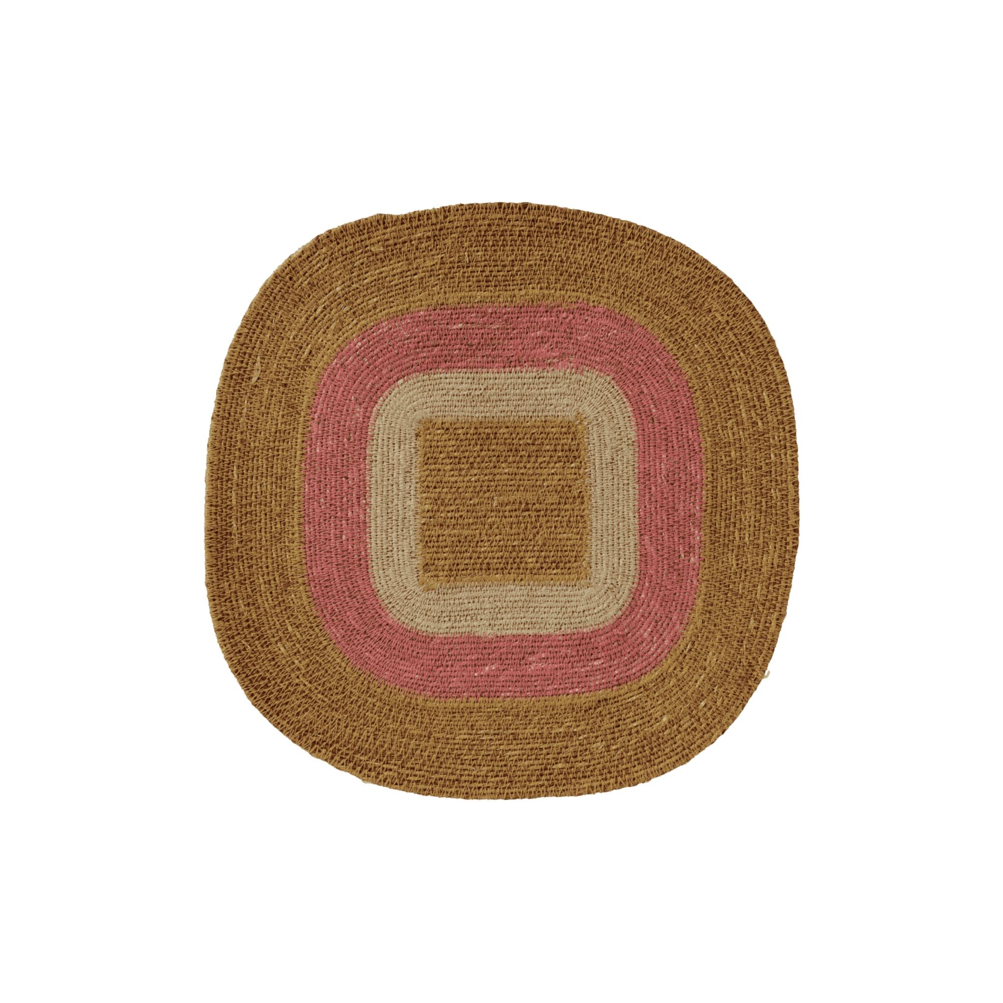 Bonheur du jour, Set de table en Raphia - Mada rayé Corail Maïs