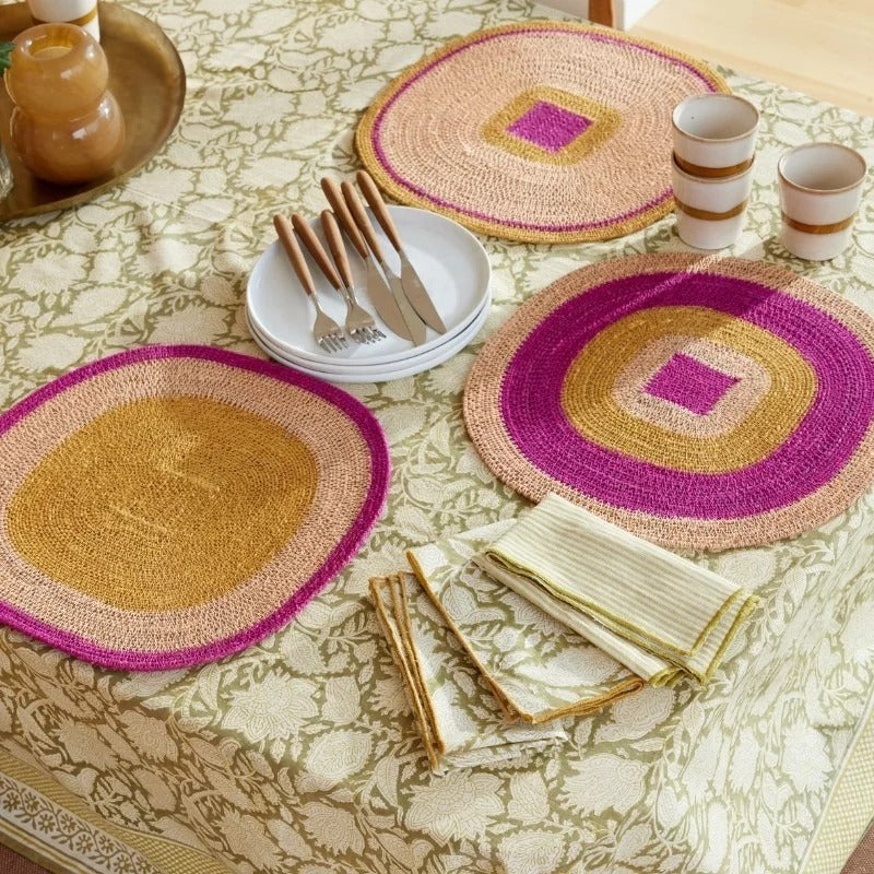 Bonheur du jour, Set de table en jonc de mer - Mada Maïs Rose