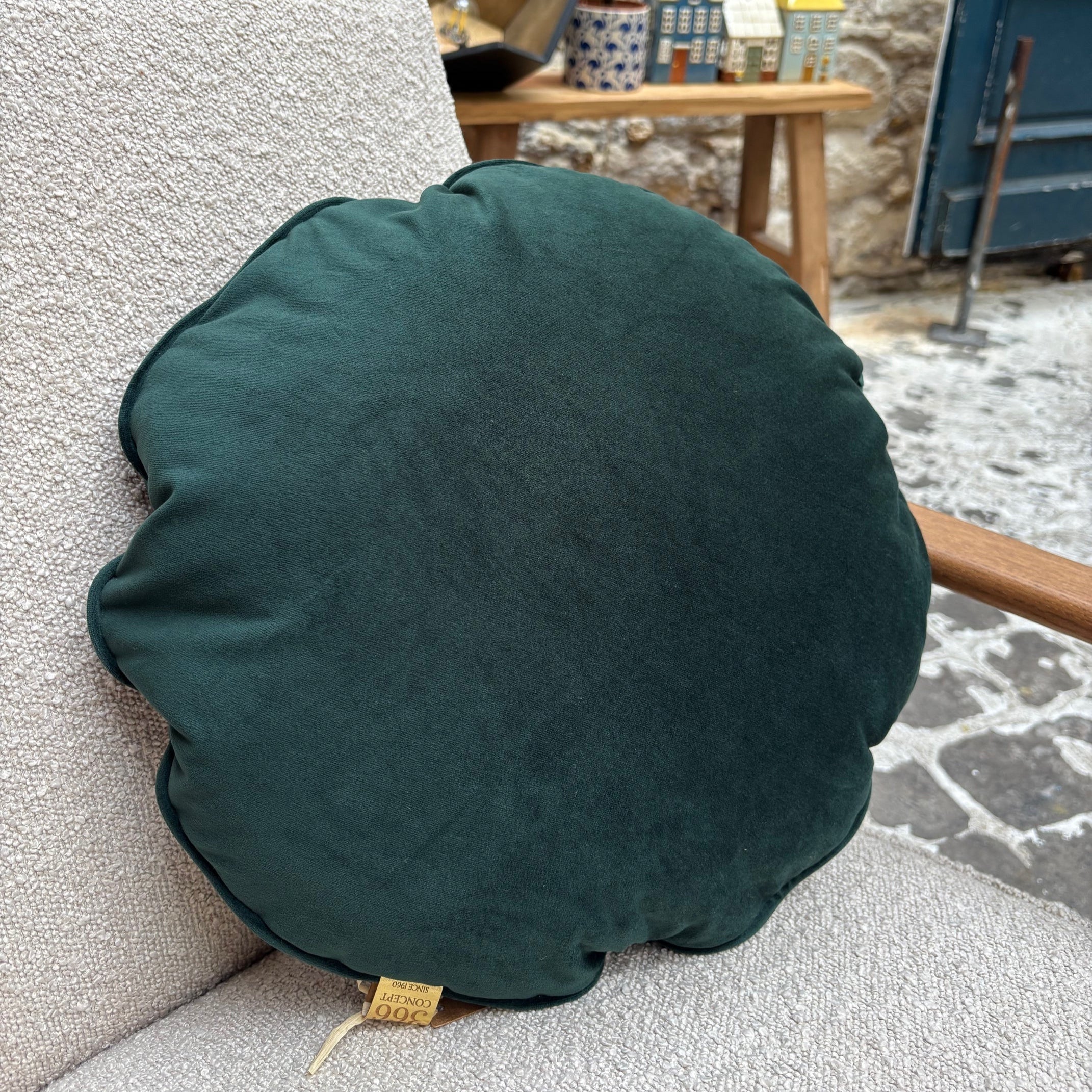 Coussin rond Ø 45 cm - 366 Concept - Shine Velvet Emerald