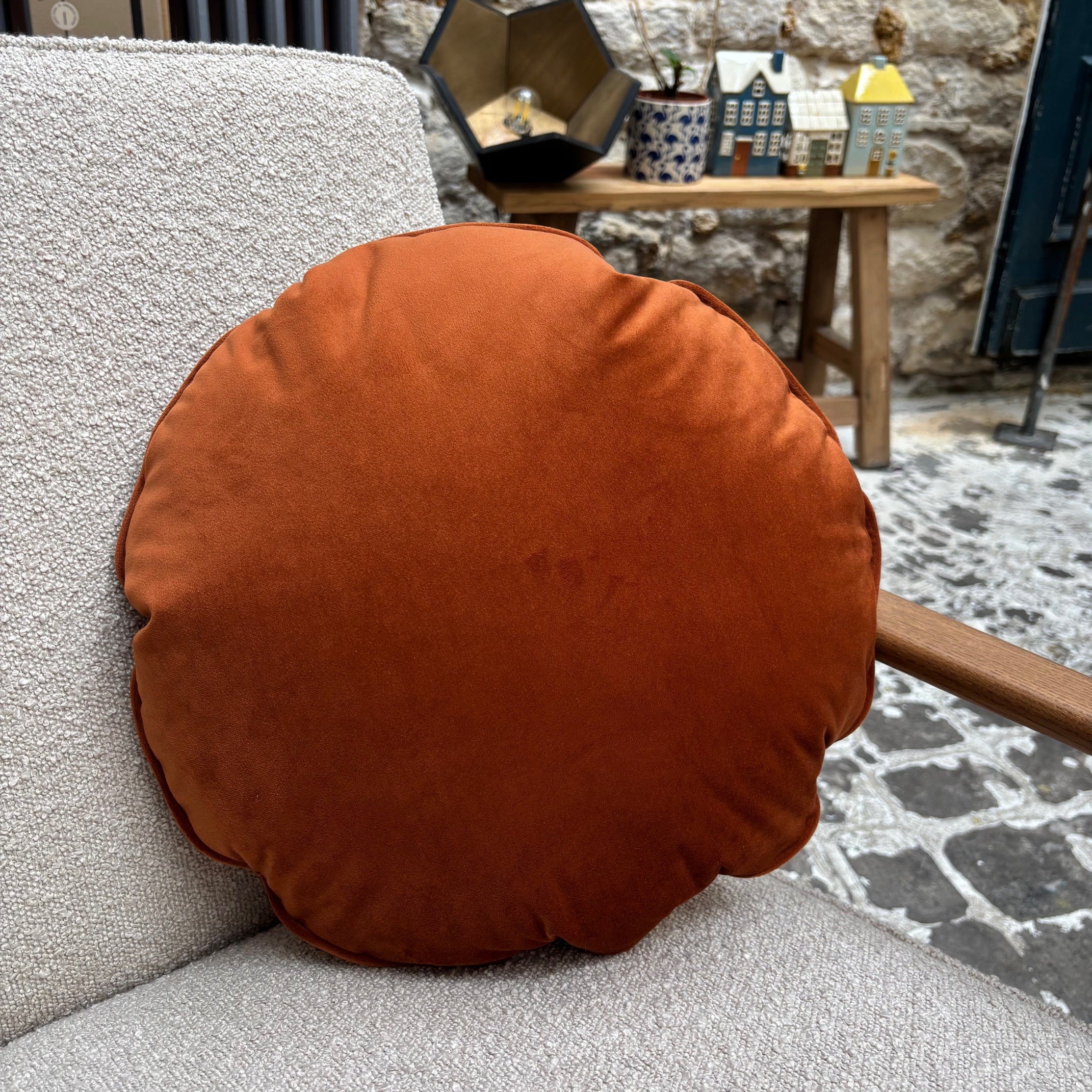 Coussin rond Ø 45 cm - 366 Concept - Shine Velvet Sierra