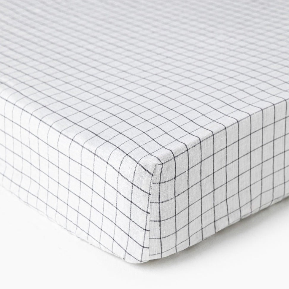 Drap housse en lin Magic Linen - Carreaux