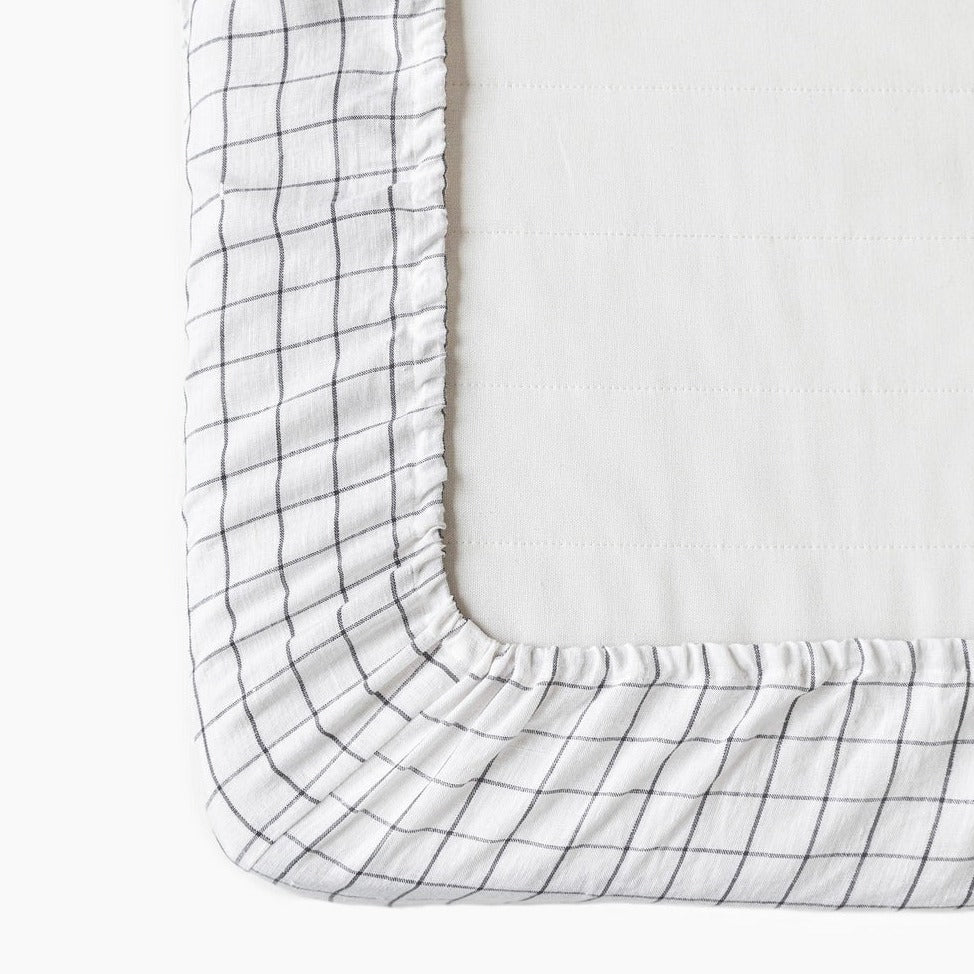 Drap housse en lin Magic Linen - Carreaux