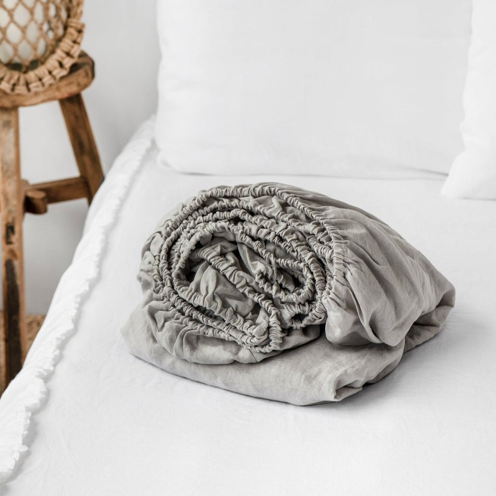 Drap housse en lin Magic Linen - Light gray