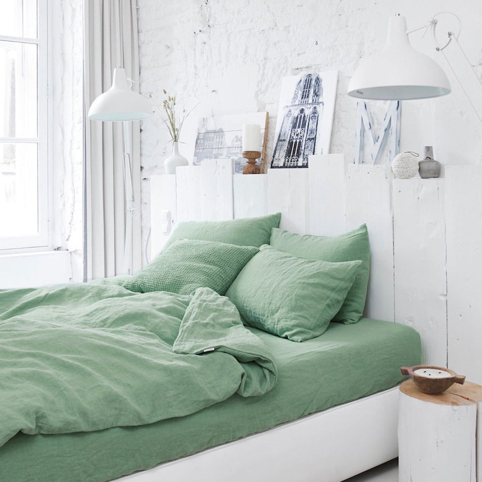 Drap housse en lin Magic Linen - Matcha green