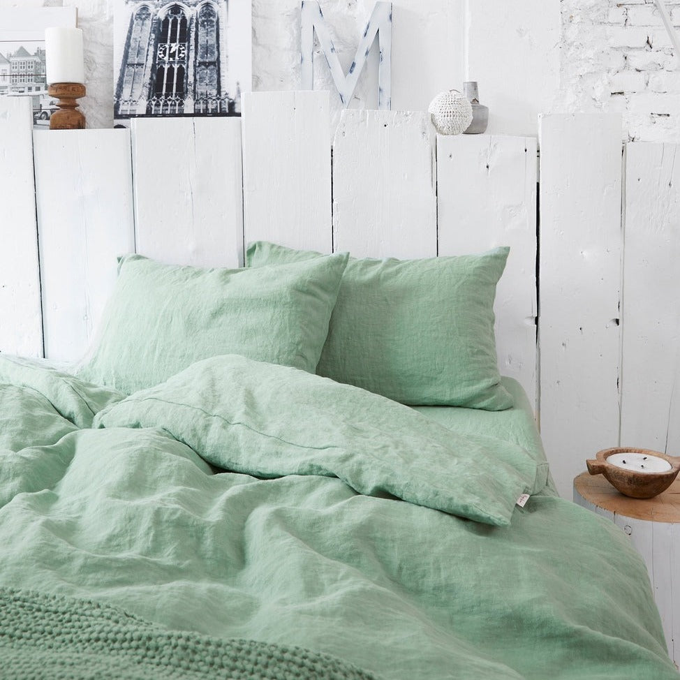 Drap housse en lin Magic Linen - Matcha green