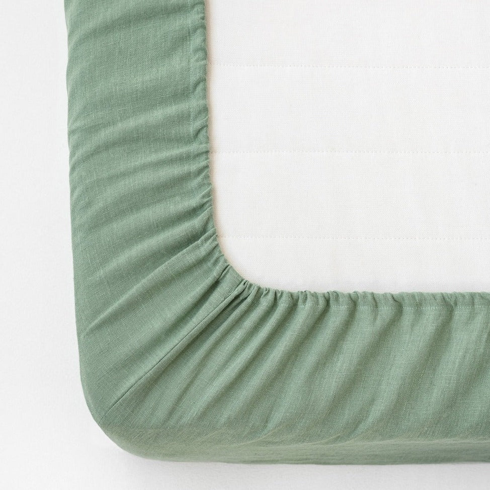 Drap housse en lin Magic Linen - Matcha green