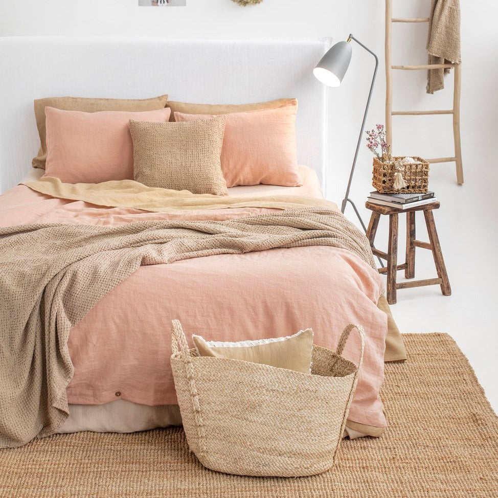 Drap housse en lin Magic Linen - Peach