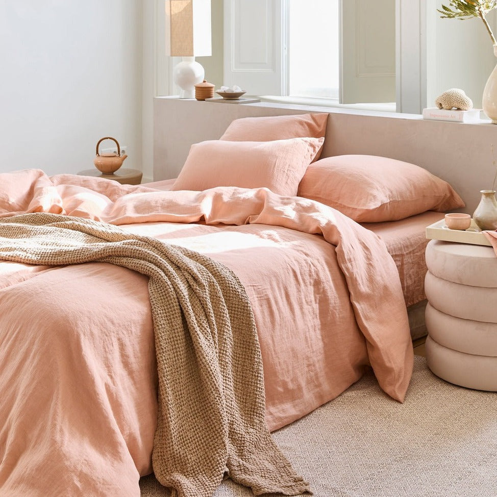 Drap housse en lin Magic Linen - Peach