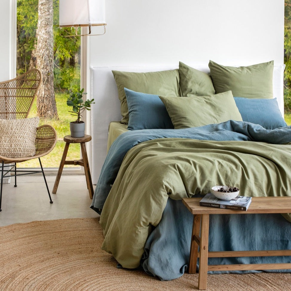 Drap housse en lin Magic Linen - Sage