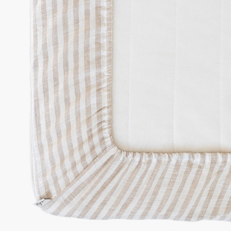 Drap housse en lin Magic Linen - Striped Naturel