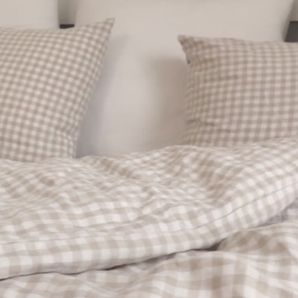 Drap housse en lin Magic Linen - Vichy Naturel